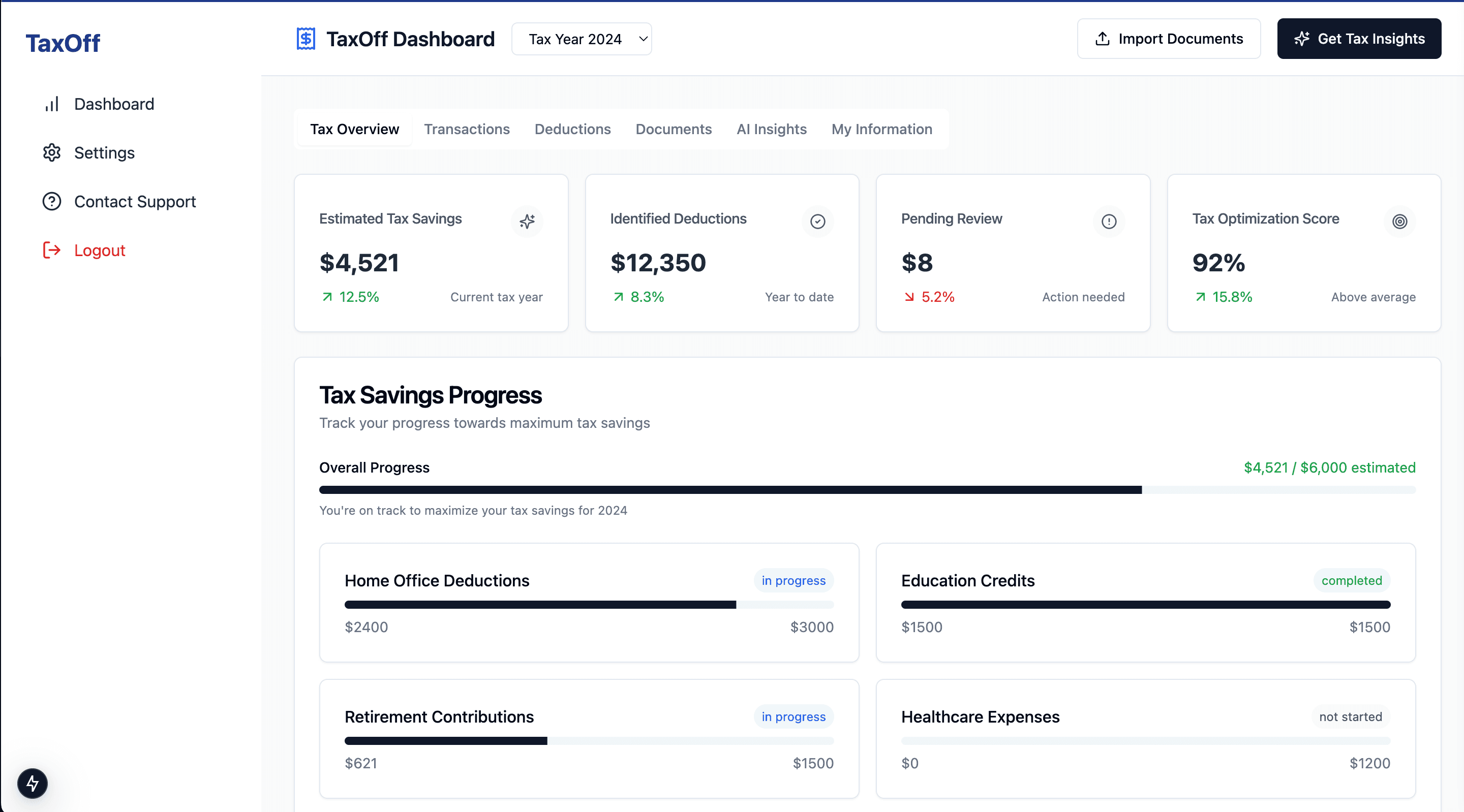 TaxOff Dashboard